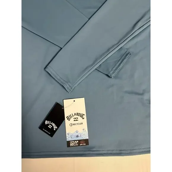 Billabong Arch Mesh L/S Hoodie UVSURF UPF 50+ Loose Fit Men’s Medium Blue NEW - Picture 2 of 10